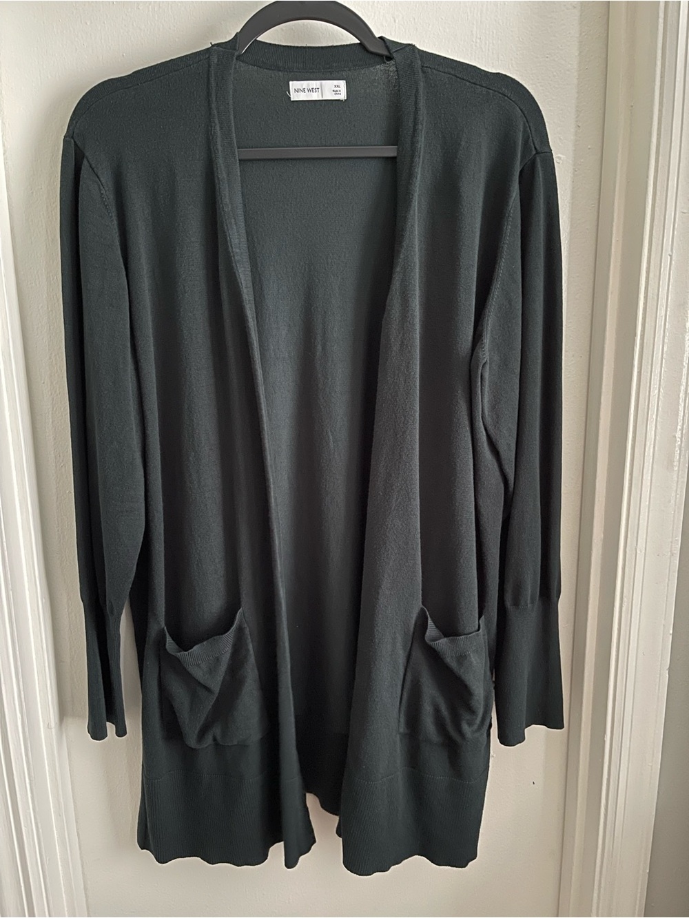 Nine West Dark Green Open-Front Women's Cardigan with Pockets